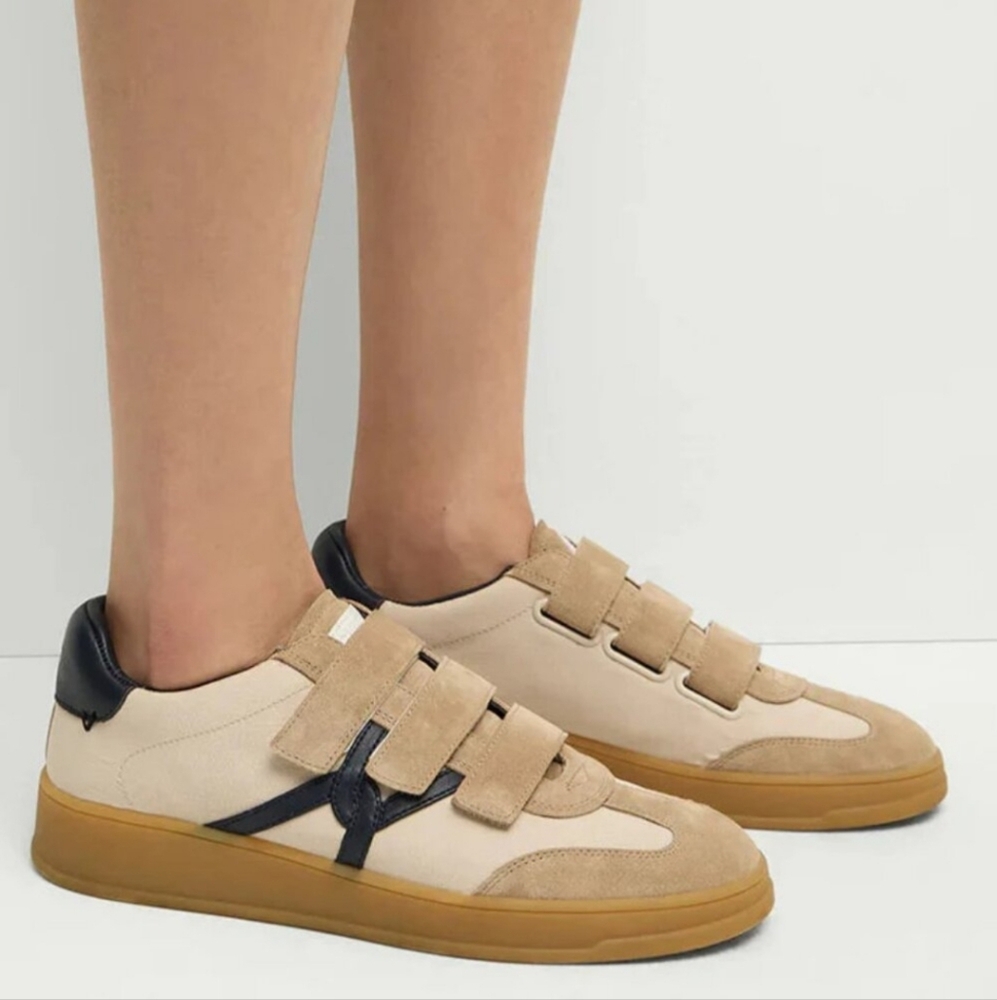 NEW Veronica Beard Reagan Mixed Leather Triple-Grip Sneakers $295 MSRP - Picture 2 of 10